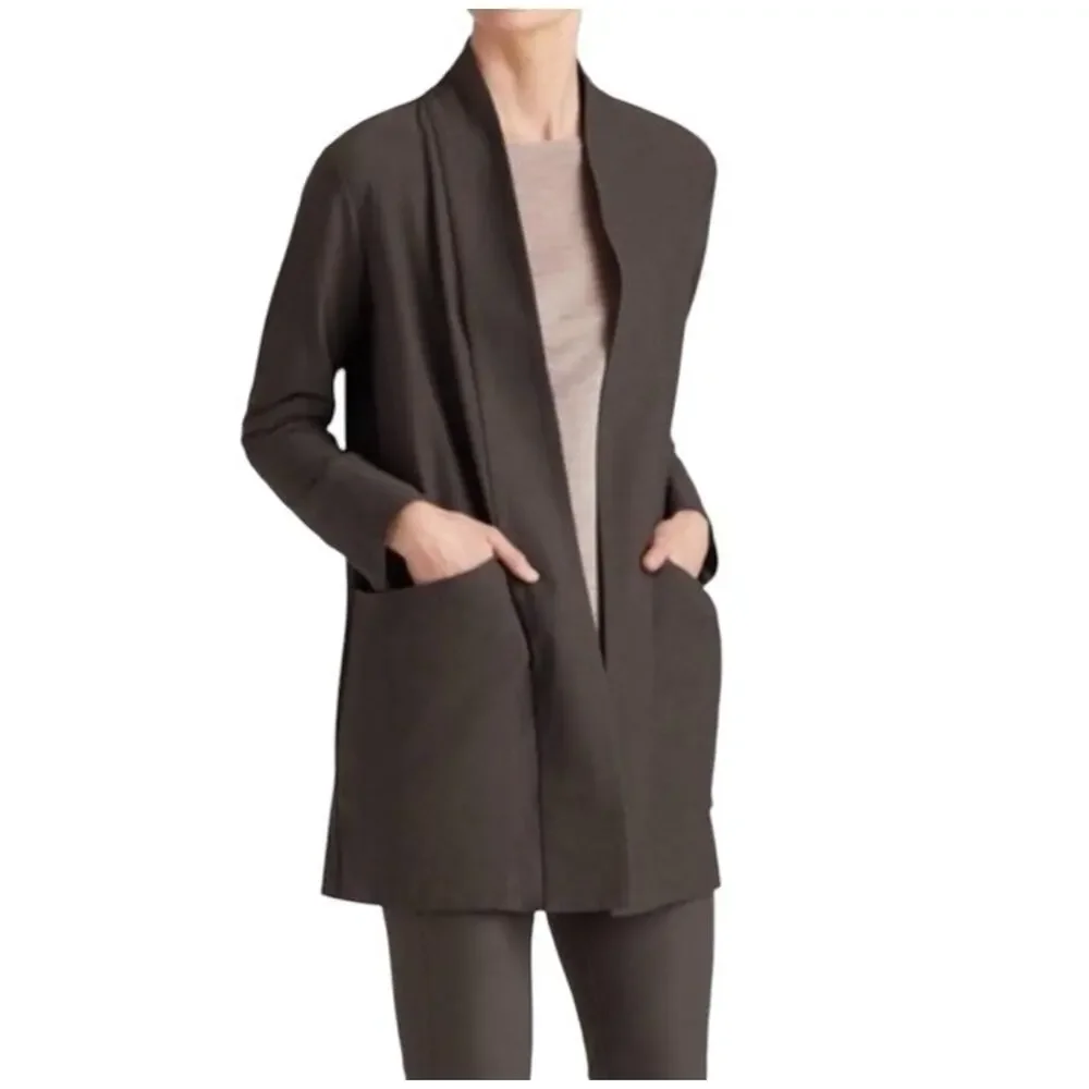 Eileen Fisher Washable Stretch Crepe Kimono Jacket Blazer S Petite Shawl Collar‎